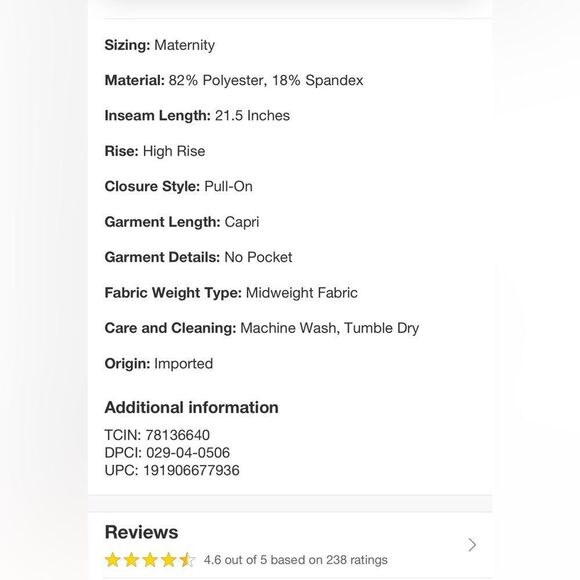 Isabel maternity women’s cross over panel active capri pant large NWT BLACK - Picture 8 of 14